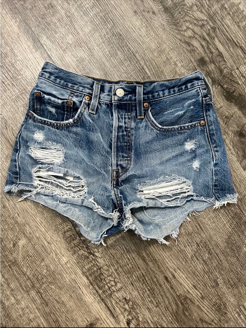 Classic Distressed Blue Denim Women's Shorts